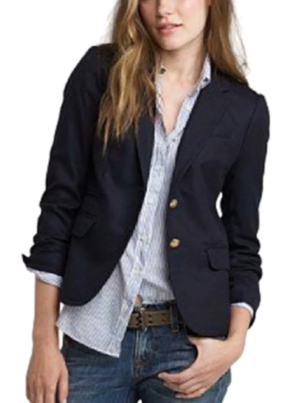 J. Crew Schoolboy Wool Blazer Navy Gold Buttons Size 6 S Classic Fitted Preppy